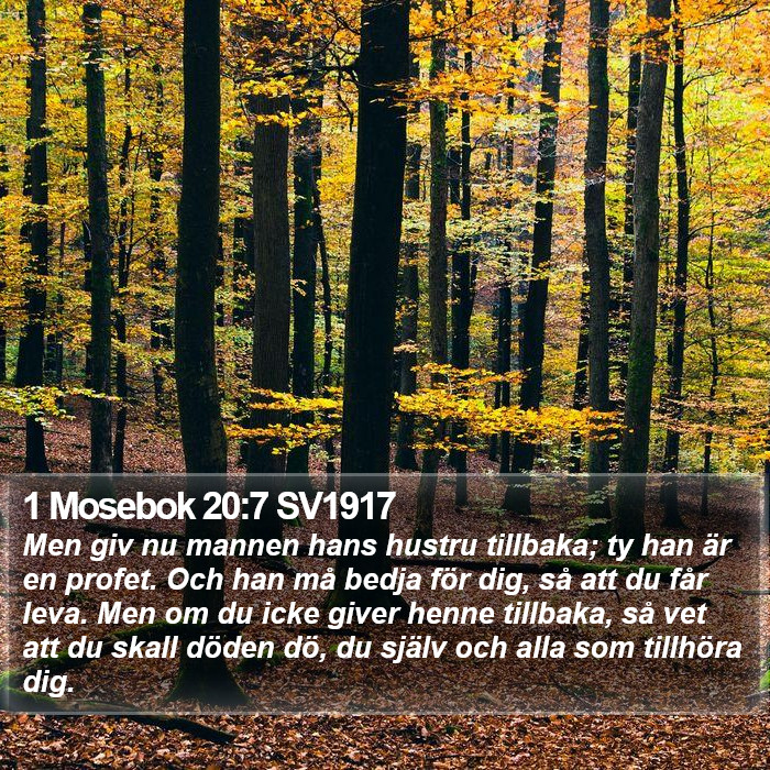 1 Mosebok 20:7 SV1917 Bible Study