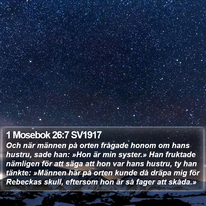 1 Mosebok 26:7 SV1917 Bible Study