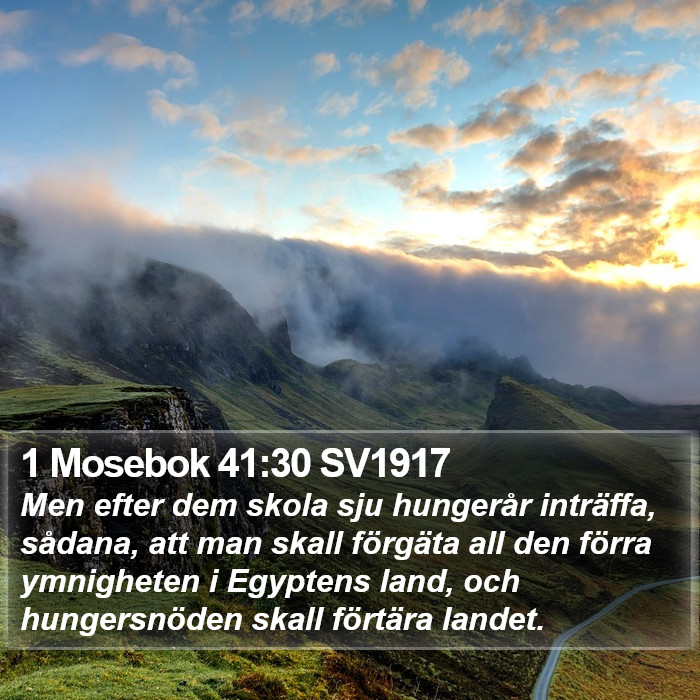 1 Mosebok 41:30 SV1917 Bible Study