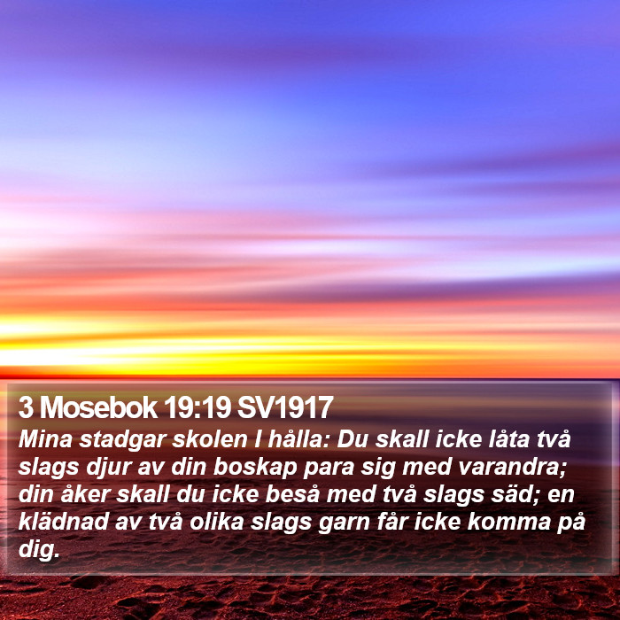3 Mosebok 19:19 SV1917 Bible Study