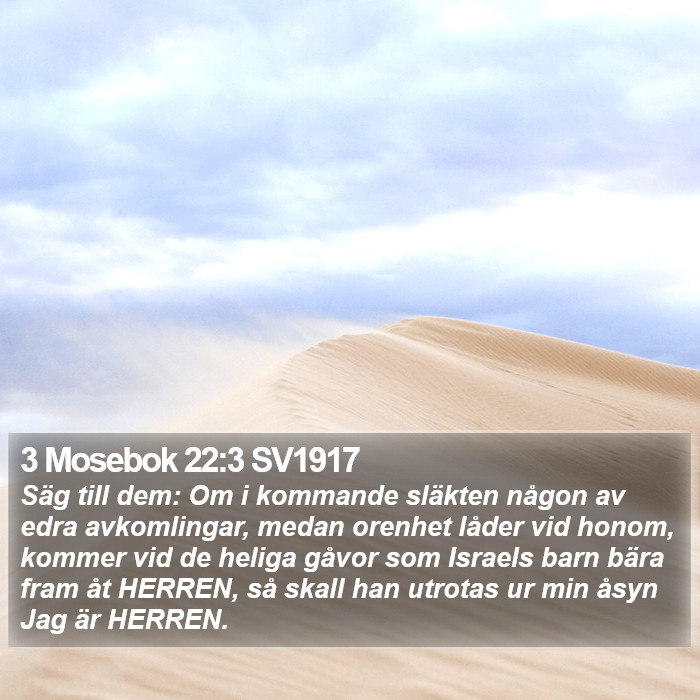 3 Mosebok 22:3 SV1917 Bible Study