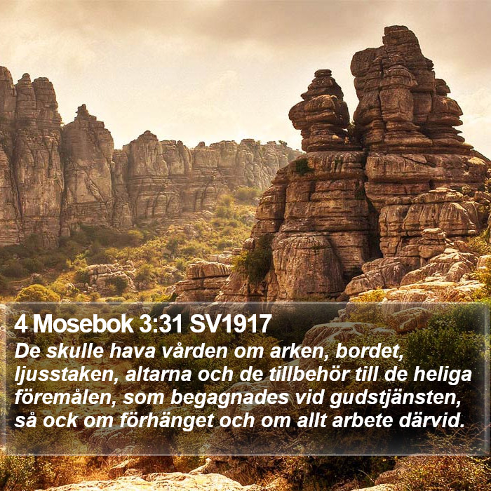 4 Mosebok 3:31 SV1917 Bible Study