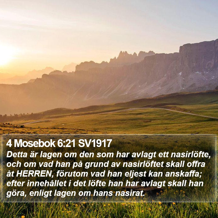 4 Mosebok 6:21 SV1917 Bible Study