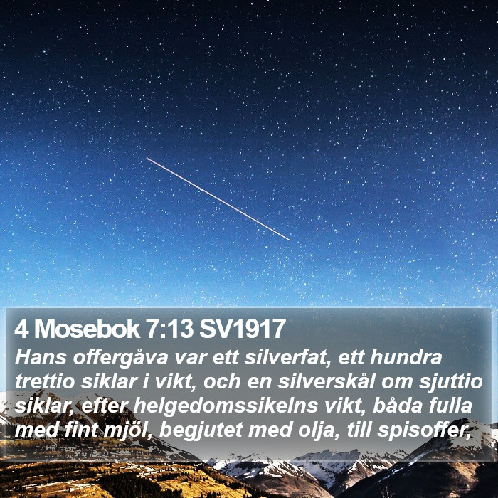 4 Mosebok 7:13 SV1917 Bible Study