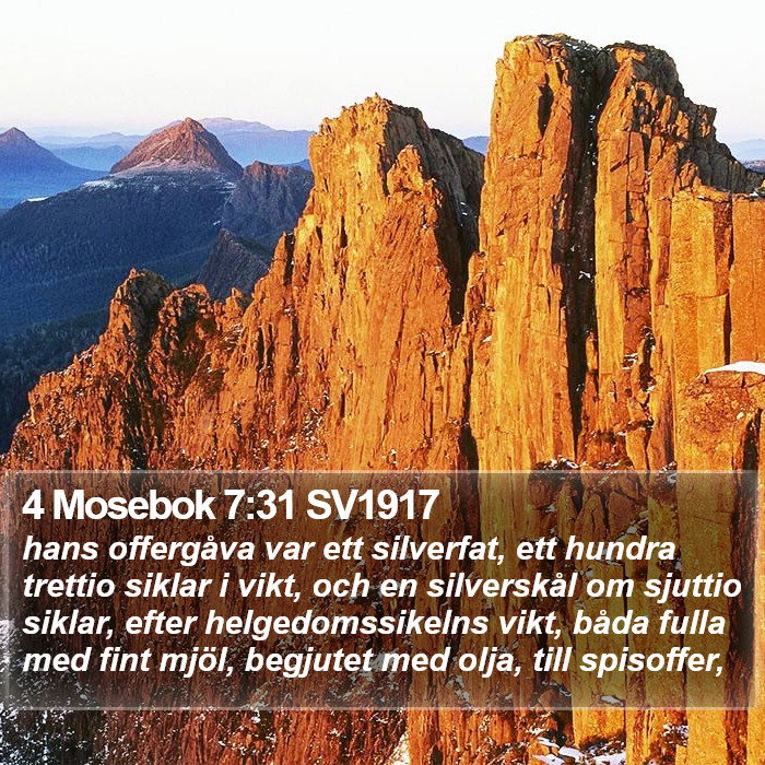 4 Mosebok 7:31 SV1917 Bible Study