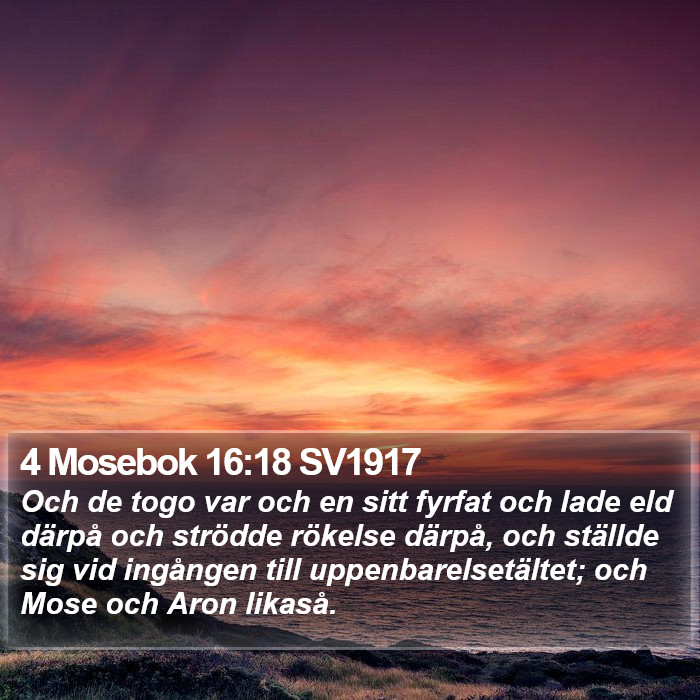 4 Mosebok 16:18 SV1917 Bible Study