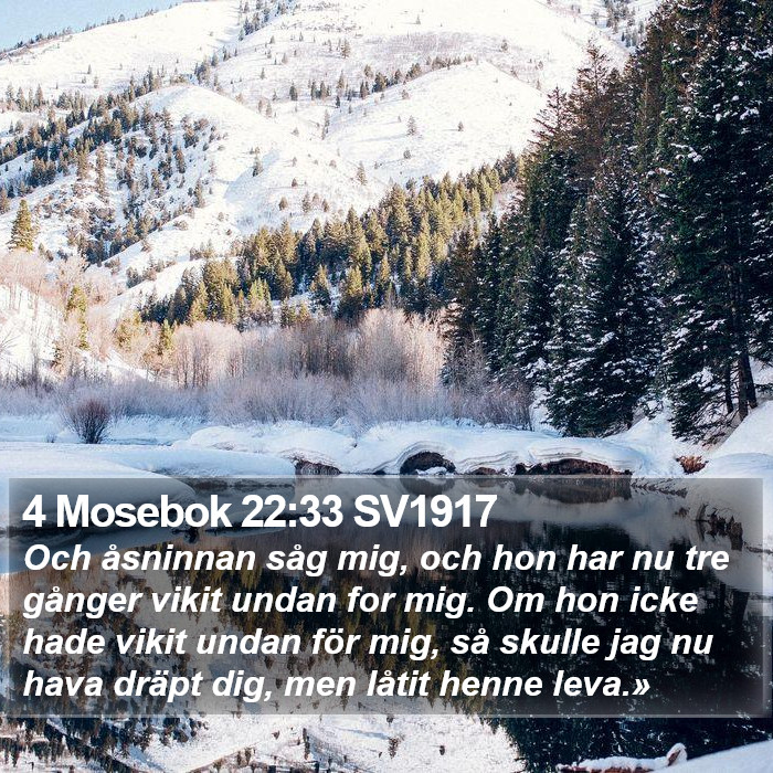 4 Mosebok 22:33 SV1917 Bible Study
