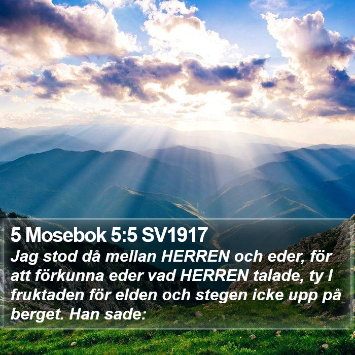 5 Mosebok 5:5 SV1917 Bible Study