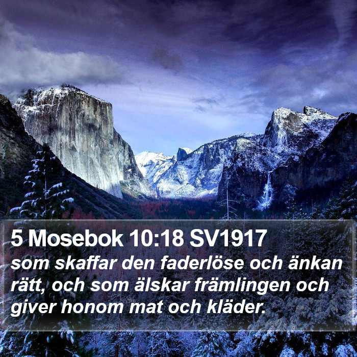 5 Mosebok 10:18 SV1917 Bible Study