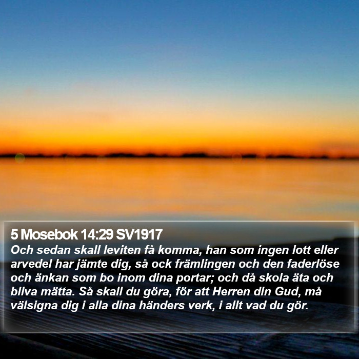 5 Mosebok 14:29 SV1917 Bible Study