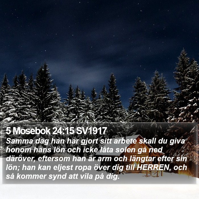 5 Mosebok 24:15 SV1917 Bible Study