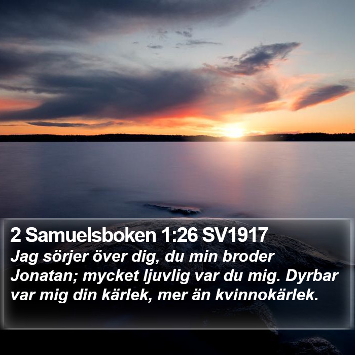 2 Samuelsboken 1:26 SV1917 Bible Study