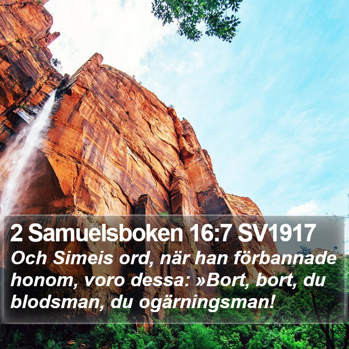 2 Samuelsboken 16:7 SV1917 Bible Study