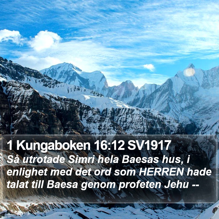 1 Kungaboken 16:12 SV1917 Bible Study