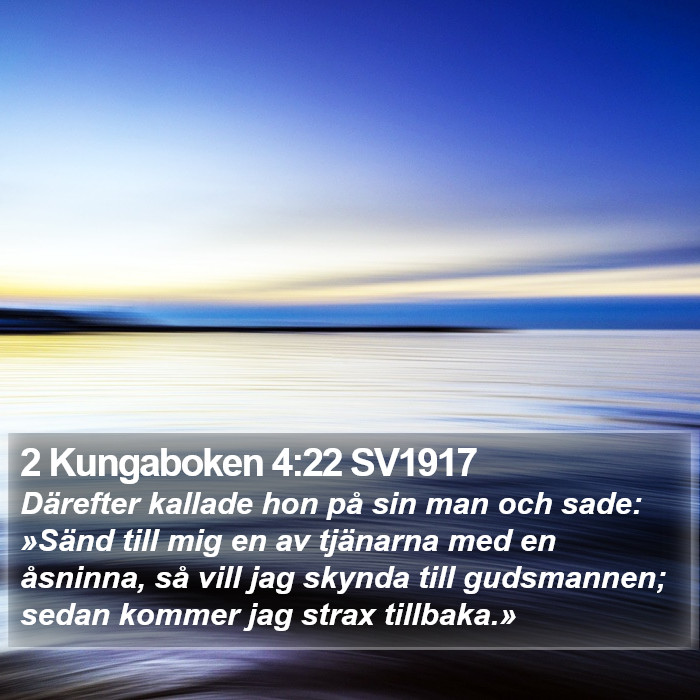 2 Kungaboken 4:22 SV1917 Bible Study