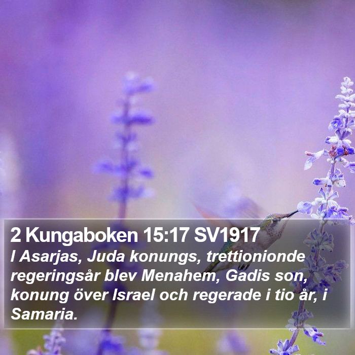 2 Kungaboken 15:17 SV1917 Bible Study
