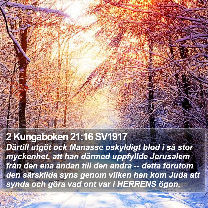 2 Kungaboken 21:16 SV1917 Bible Study