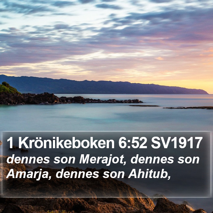 1 Krönikeboken 6:52 SV1917 Bible Study