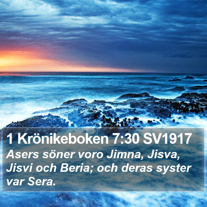 1 Krönikeboken 7:30 SV1917 Bible Study