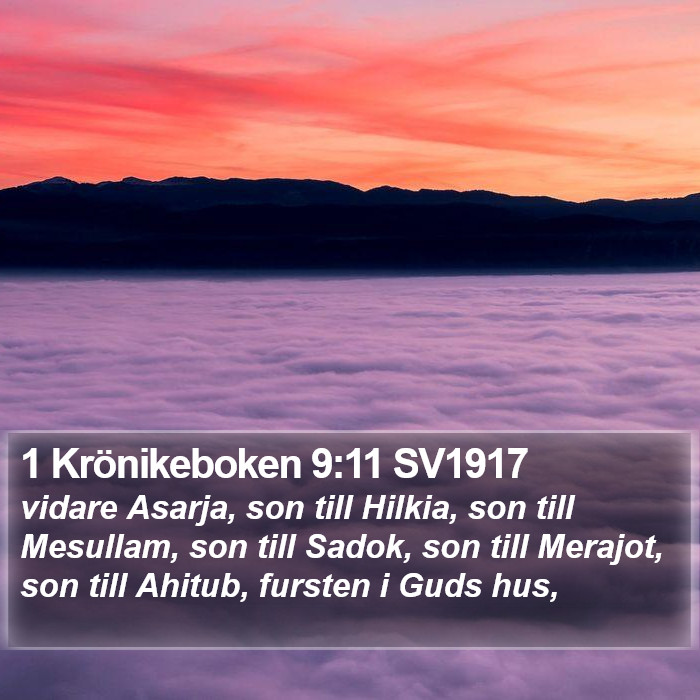 1 Krönikeboken 9:11 SV1917 Bible Study