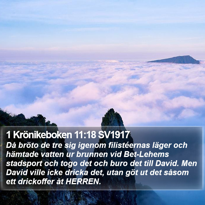 1 Krönikeboken 11:18 SV1917 Bible Study