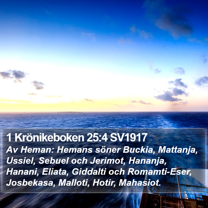1 Krönikeboken 25:4 SV1917 Bible Study