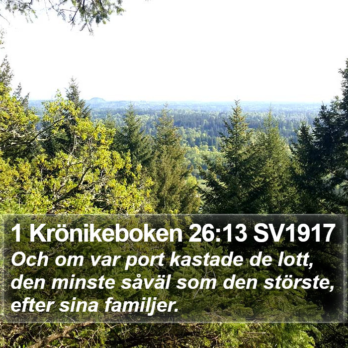1 Krönikeboken 26:13 SV1917 Bible Study