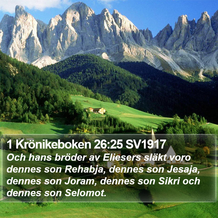 1 Krönikeboken 26:25 SV1917 Bible Study