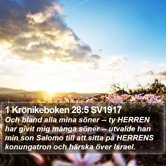 1 Krönikeboken 28:5 SV1917 Bible Study
