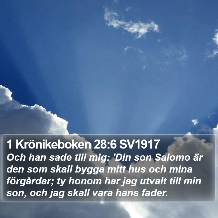 1 Krönikeboken 28:6 SV1917 Bible Study