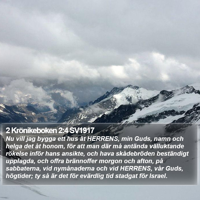 2 Krönikeboken 2:4 SV1917 Bible Study
