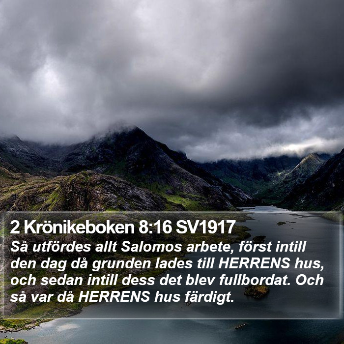 2 Krönikeboken 8:16 SV1917 Bible Study