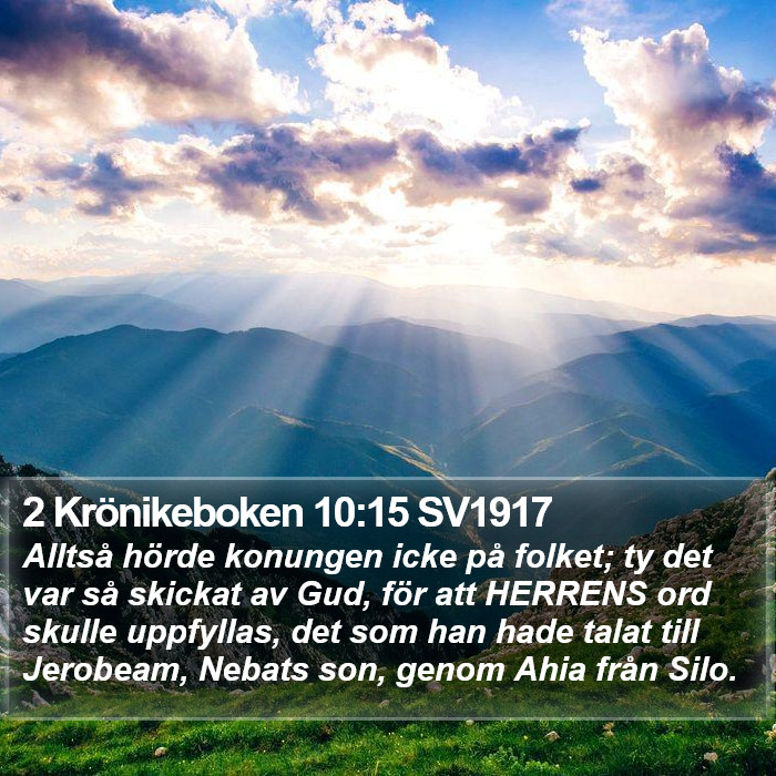 2 Krönikeboken 10:15 SV1917 Bible Study