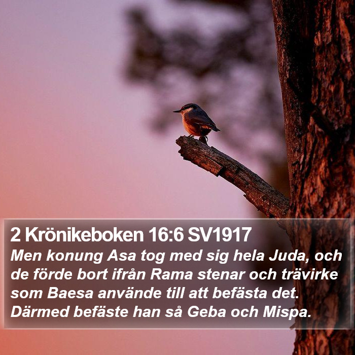 2 Krönikeboken 16:6 SV1917 Bible Study
