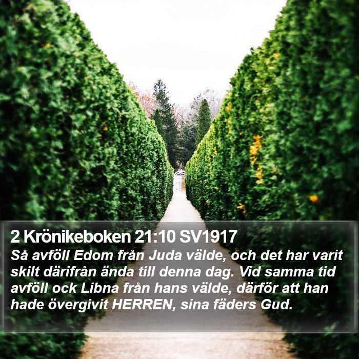 2 Krönikeboken 21:10 SV1917 Bible Study