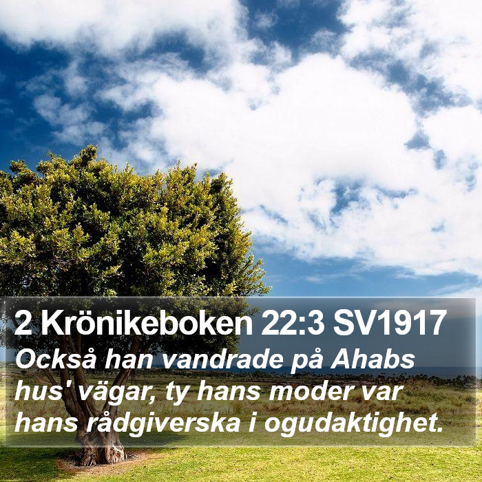 2 Krönikeboken 22:3 SV1917 Bible Study