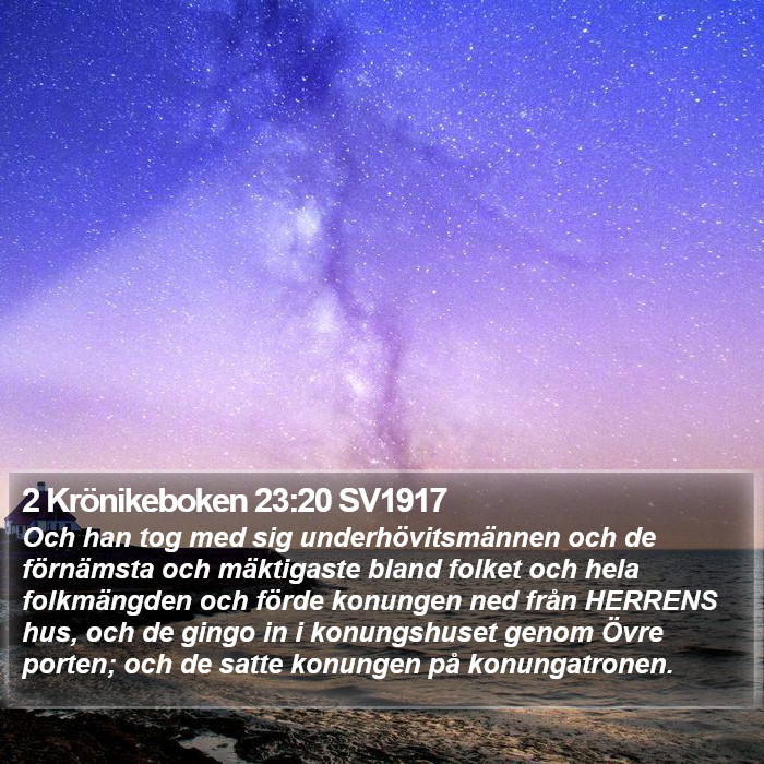 2 Krönikeboken 23:20 SV1917 Bible Study