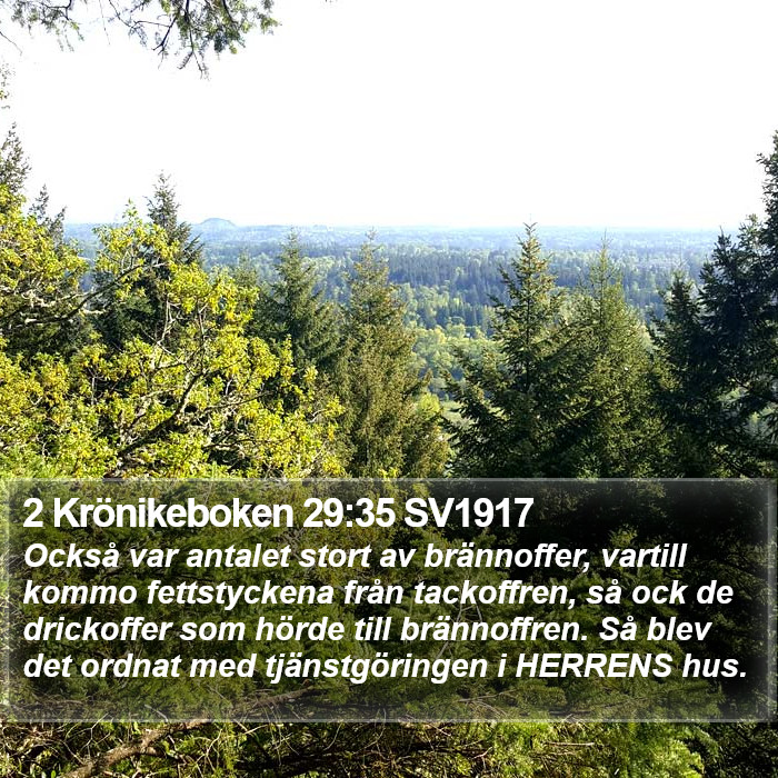 2 Krönikeboken 29:35 SV1917 Bible Study