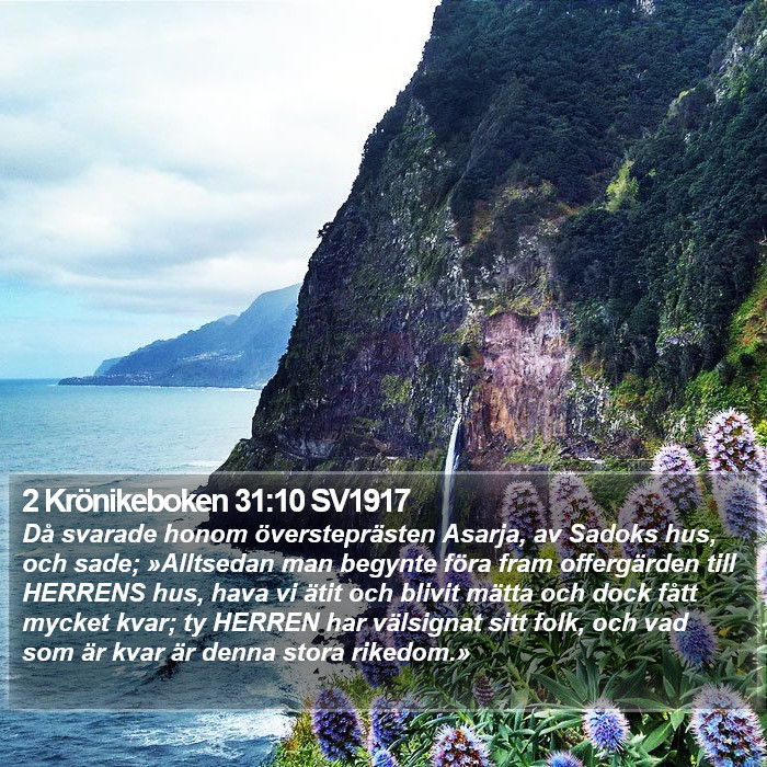 2 Krönikeboken 31:10 SV1917 Bible Study