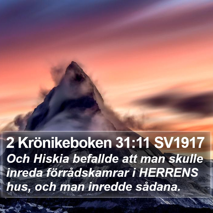 2 Krönikeboken 31:11 SV1917 Bible Study
