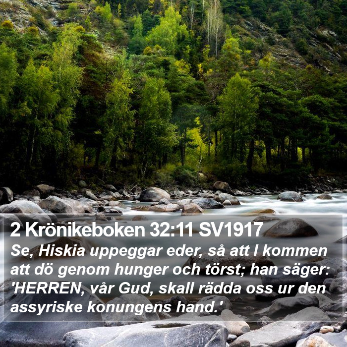 2 Krönikeboken 32:11 SV1917 Bible Study