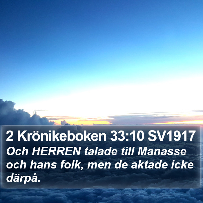 2 Krönikeboken 33:10 SV1917 Bible Study