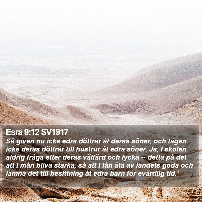 Esra 9:12 SV1917 Bible Study