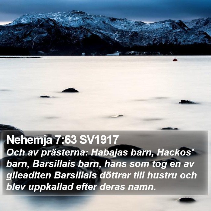 Nehemja 7:63 SV1917 Bible Study
