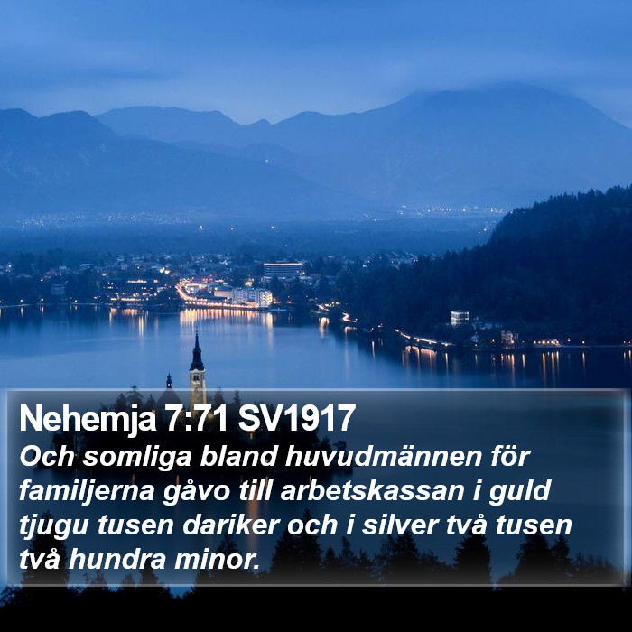 Nehemja 7:71 SV1917 Bible Study