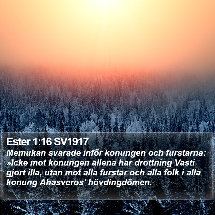 Ester 1:16 SV1917 Bible Study