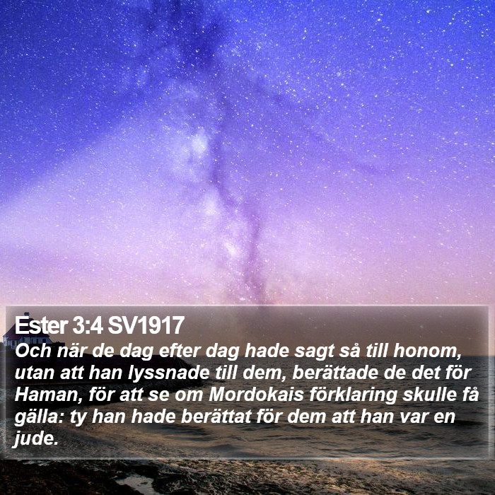 Ester 3:4 SV1917 Bible Study