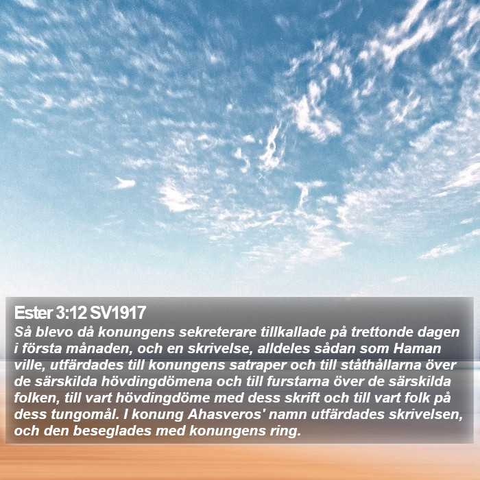 Ester 3:12 SV1917 Bible Study