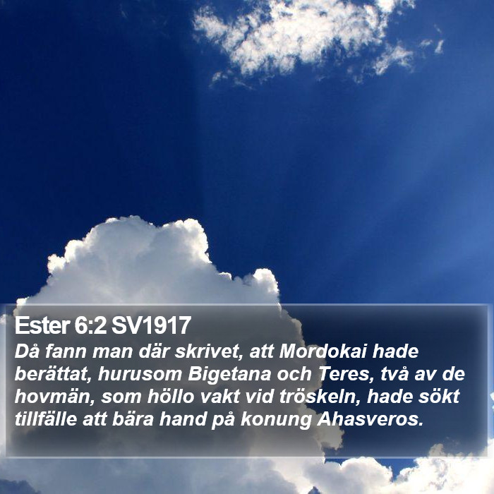 Ester 6:2 SV1917 Bible Study