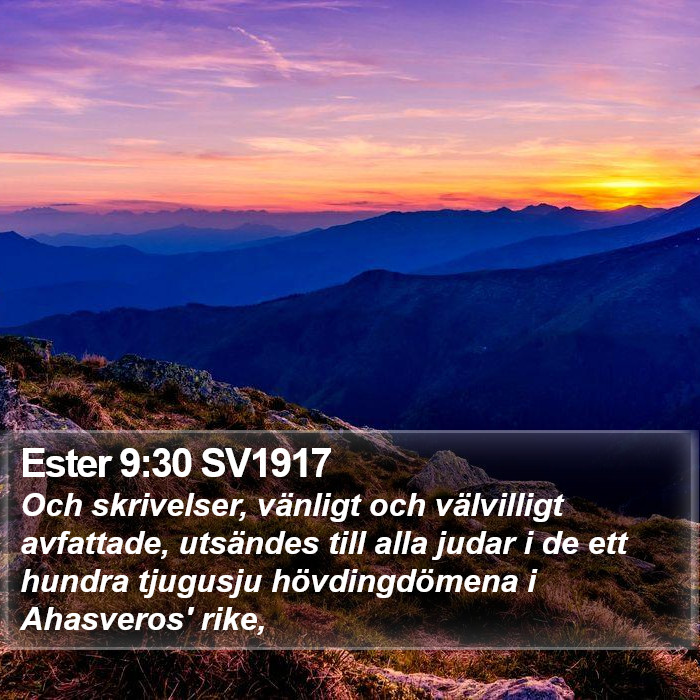 Ester 9:30 SV1917 Bible Study